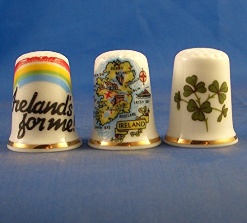 Porcelain China Collectable - Set of Three Thimbles - Ireland Souvenir