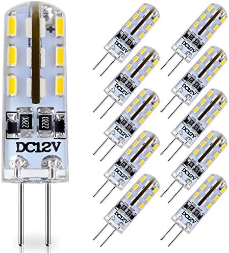 10 Pack G4 LED Bulb 12V DC, 10W T3 JC Halogen (Daylight White 6000K) Light Bulbs Replacement, 1.5W/110 Lumens, G4 Bi-Pin Base Lamp