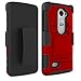 LG Leon Case, LG Power Case, LG Destiny Case,EC™ Hybrid Dual Layer Combo Armor Protective Case Cover with Kickstand and Locking Belt Swivel Clip for LG Tribute 2/ LG Leon LTE C40 (Red+Black)