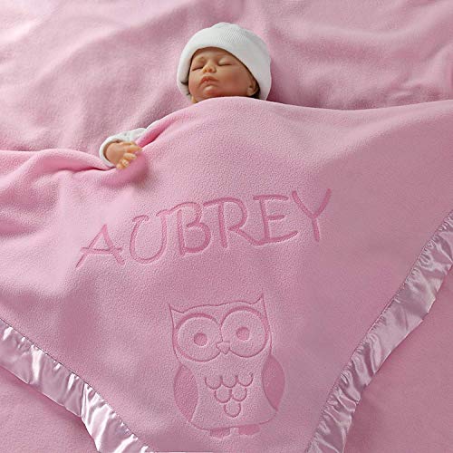 Custom Catch Owl Gifts, Baby Blanket - Boy or Girls Nursery Décor, Toddler Crib Bedding Plush (1 Line of Text)