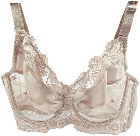 DELENNI Summer large size embroidered sexy slim push up adjustment bra 34-40CDEFGH (90F=40E, Bean paste color)