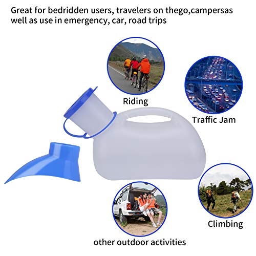 OUTFANDIA Unisex Potty Urinal for Car, Toliet Urinal for Men and Women, Bedpans Pee Bottle, with a Lid and Funnel, Plastic Can for Car, Old Man, Child for Camping Outdoor Travel