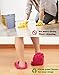 Friendly House Women's Microfiber Floor Cleaning Mop Slippers with Stripes and Embroidery (Suitable for Women Size 7-9, Fushcia)