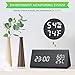 Digital Alarm Clock, Dual Time (12/24) Mode, Three Alarm Sets, Date LED Display, 3 Levels Brightness, Temperature and Humidity Wood Grain Clock for Bedrooms