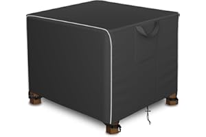 Velway Square Patio Ottoman Cover - Waterproof Outdoor Furniture Cover for Side & End Table, Windproof Anti-UV Outdoor Ottoman Covers with Reflective Strips - 25" L x 25" W x 17" H, Black