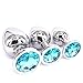 Eastern Delights 3 Pcs Jewelry Anal Plug Steel Metal Butt Plated Plug with Penis Condom, Light Blue