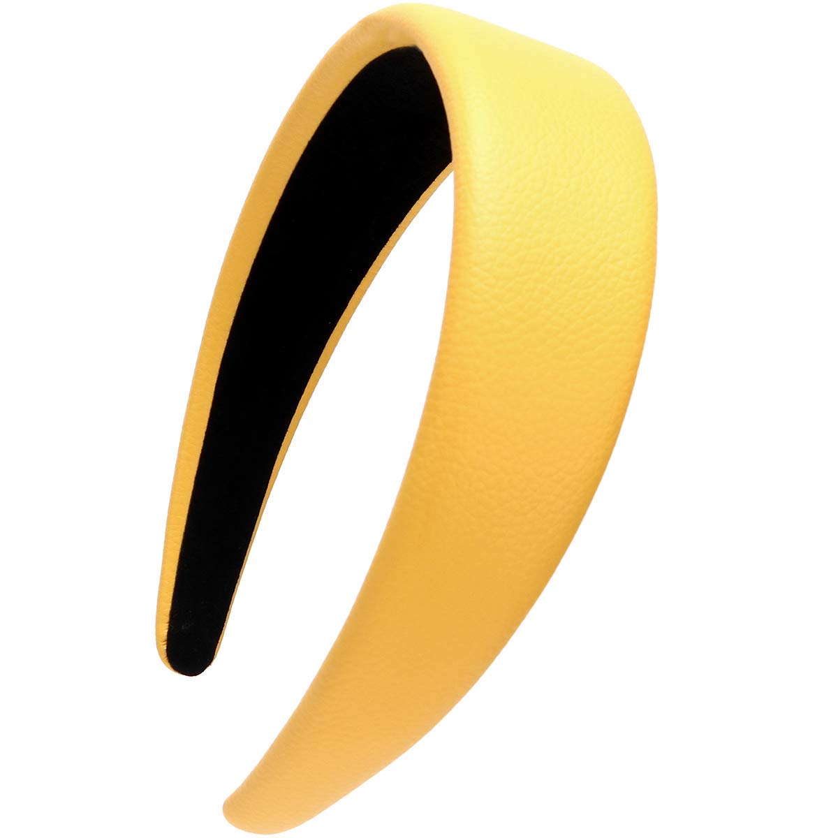 Photo 1 of LONEEDY 1.7 Inch Leather Hard Headband Wide Padded Headband Hairband for Women (Yellow)