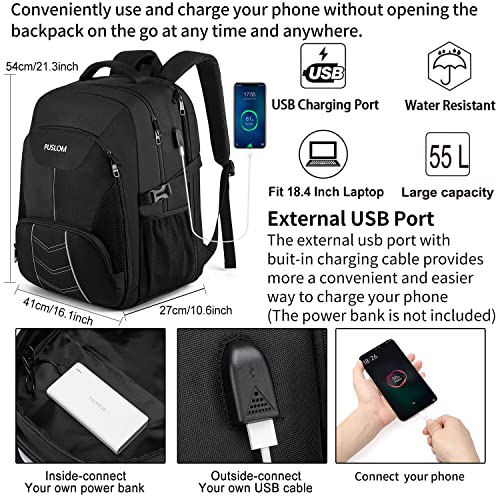 Extra Large Backpack for Men 55L,18.4Inch Travel Laptop Backpack with
