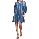 VELVET BY GRAHAM & SPENCER Women's Heather Jacquard Stripe Kaitlyn Dress, Blue