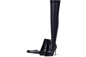 Elisabet Tang Thigh High Boots Over the Knee Boots for Women,Sexy 4.3 inch Stilettos High Heels Boots Stretch Suede Long Pointed Toe Shoes