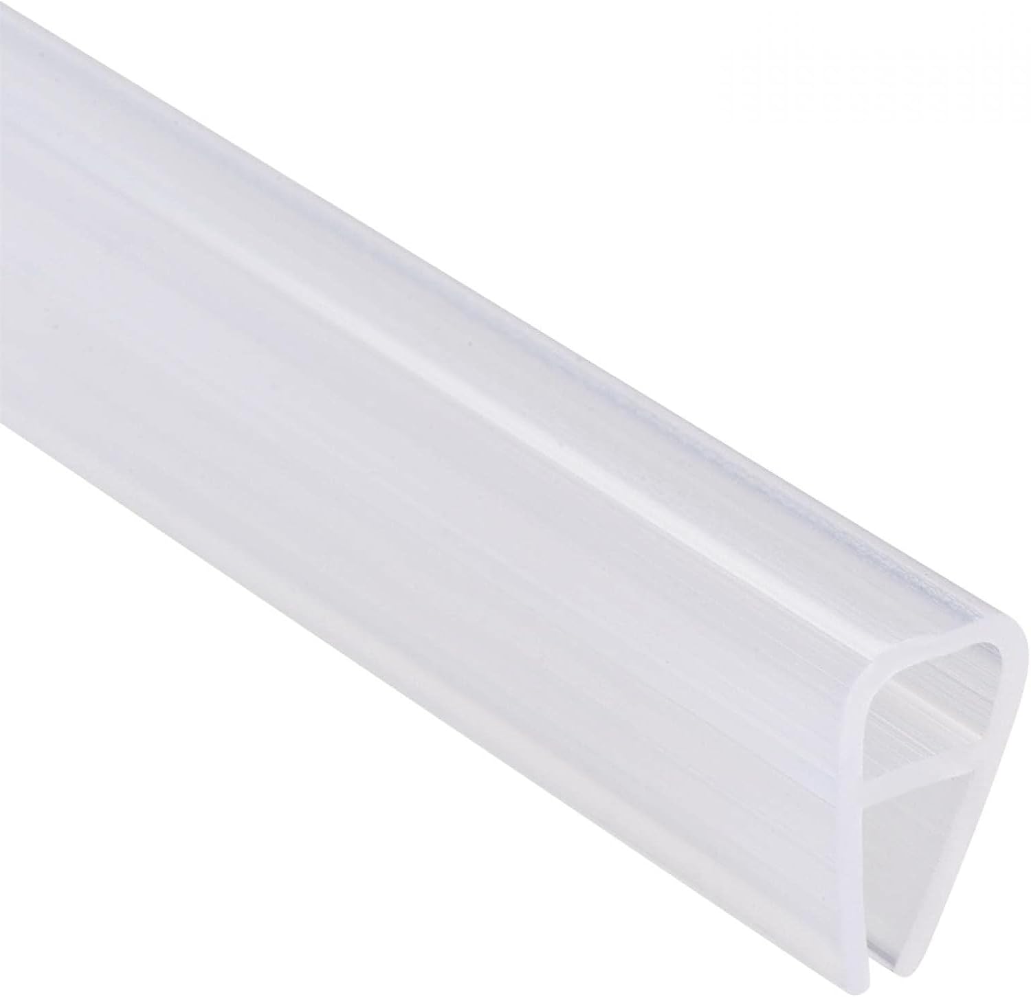 MACHSWON Frameless Glass Shower Door Sweep for 0.24inch(6mm) Glass, U Shape Door Bottom Side Seal Strip with 8mm Drip Rail, Bath Shower Screen Door Seal, 2M Long White