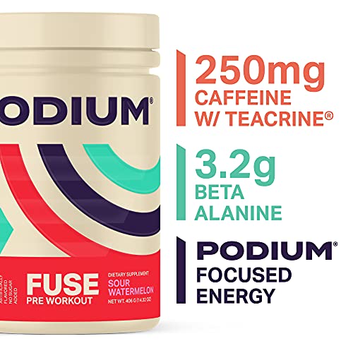 Podium Nutrition, Fuse Pre Workout Powder, Sour Watermelon, 30 Servings