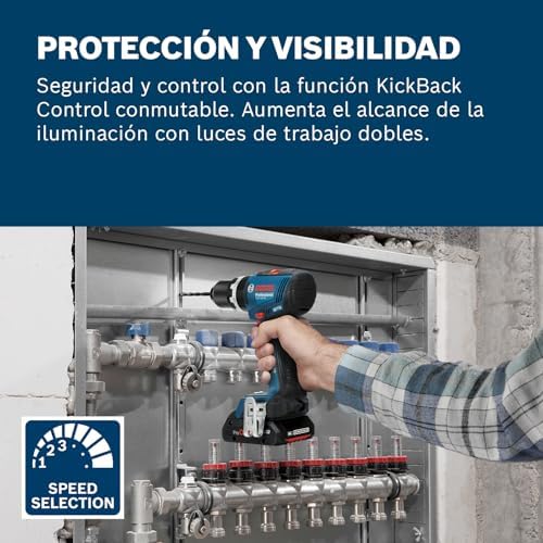 18V System atornillador a batería GSB 18V-65 (motor Brushless sin escobillas, longitud del cabezal 175, incl. 2 baterías GBA 18V 5.0Ah, cargador GAL 18V-40, L-BOXX)
