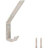 Amazon Basics Wall Mounted Modern Metal Coat Hooks - Brushed Stainless Steel, 5-Pack