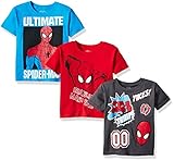 Marvel Boys' 3-Pack T-Shirt, Blue/Red/Gray, 7