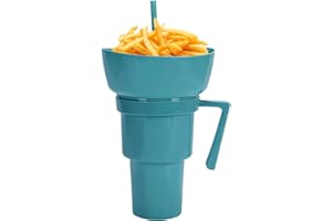 Kids Snack and Drink Cup Combo | Cups with Bowl on Top - Spill Proof Reusable Containers for Dessert Travel Meals Car Trips B