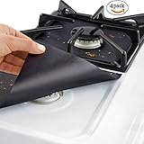 Gas range protectors,Newroad Gas Stove Burner Covers 0.2 mm Double Thickness, Reusable, Non-Stick, Fast Clean Liners for Kitchen/ Cooking (10.6” x 10.6”)-4pack (4 PACK)