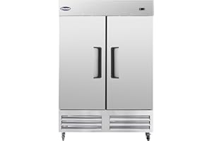 CHUMART 54" W Commercial Freezer with 2 door Stainless Steel 49 Cu. Ft Reach-in Freezer 6 Adjustable shelves Fan Cooling Freezer for Restaurant, Commercial Kitchen, Shop, ETL Certification