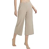 baleaf Women's Capri Pants Wide Leg with 4 Pockets Yoga Dress Capris High Waist Cropped Pants Loose Lounge Travel Summer