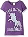 Lost Gods Girls' Big Unicorn Breakfast Graphic T-Shirt, Purple Berry, XL