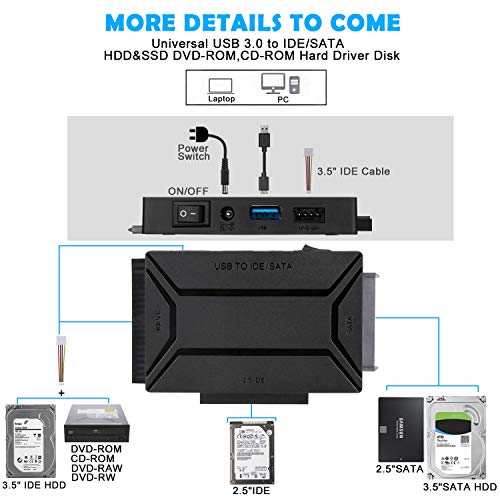 AGPTEK USB 3.0 to SATA/IDE 2.5/3.5 Inch Hard Drive Converter with Power