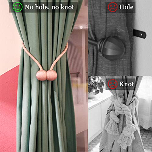 Magnetic Curtain Tiebacks Magnetic Tie Backs Curtain Holdbacks Decorative Magnet Window Hold Curtains Drape Tie Backs for Bedroom Pink 2 Pack