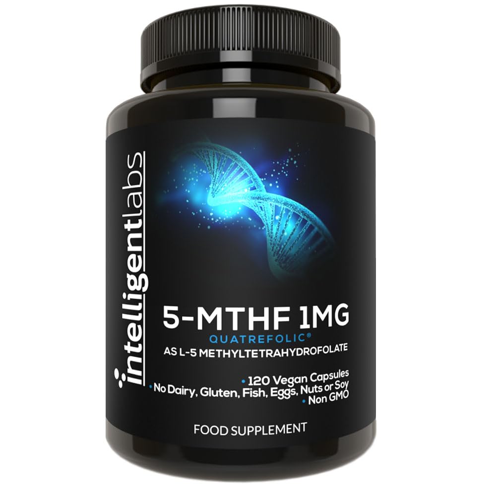 1MG L-5 MTHF by Intelligent Labs, 120 Capsules 4 Months Supply, L-5 Methylfolate Activated Folic Acid Supplement as Quatrefolic Acid, Activated Folate