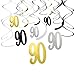 Blue Panda 30-Count Swirl Decorations - Happy Birthday Party Supplies, 90th Birthday Party Streamers, Hanging Whirl Decorations, Assorted Colors - Hanging Length: 36.5 Inches