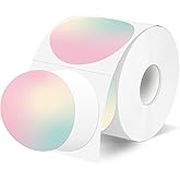 YEGAWEN Holographic Thermal Label Stickers, Round Printable Glitter Thermal Printer Sticker Labels,