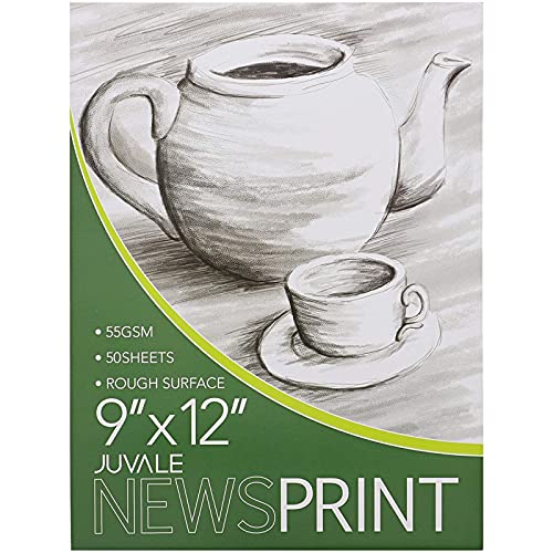 Newsprint Drawing Paper Pads for Artists and Painters (9 x 12 in, 50