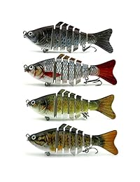 Señuelos de Pesca anzuelo Duro Bass realistas Swimbait multi juntas artificiales Crankbait para 7 Segmento trucha Bass Señuelos con agudos ganchos (4 unidades)
