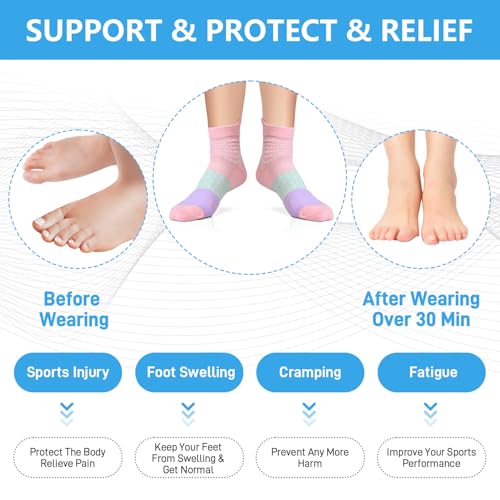 IRAMY Compression Stockings Women's Ankle Support Compression Socks Running Socks Compression Socks Coolmax Wrap Sports Socks Padded Plantar Fasciitis Short 3 Pairs