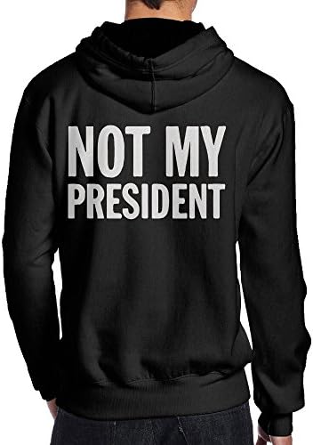 Not My President Mens' Black Long Sleeve Back Print Hoodie Sweatshirt L