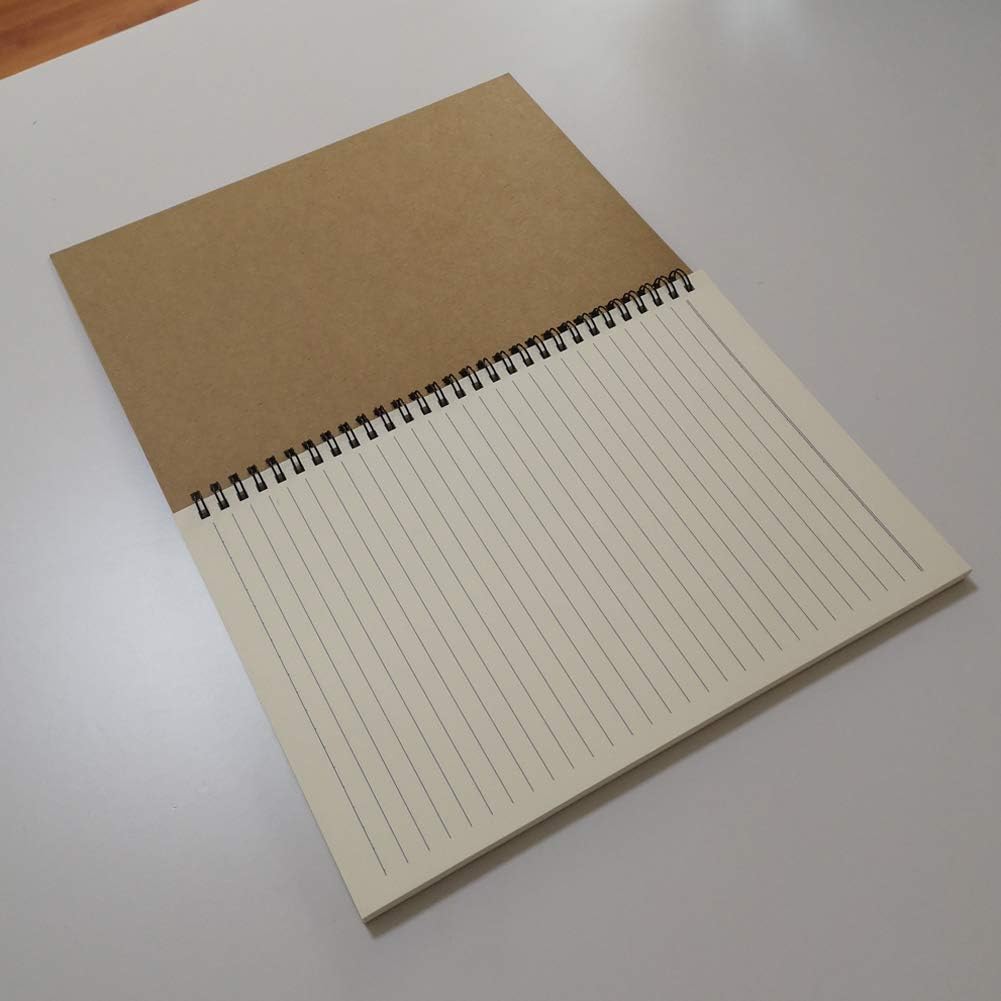 YUREE B5 Spiral Notebook Lined, Spiral Ruled Journal with Hard Kraft Cover, 70 Sheets (140 Pages), 10.3" x 7.2", 3-Pack, Brown : Office Products