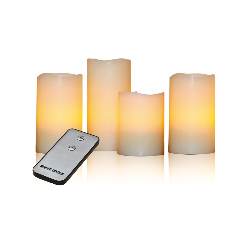 X4-LIFE Flameless LED Candles Made of Real Wax, Set of 4 with Remote Control.
