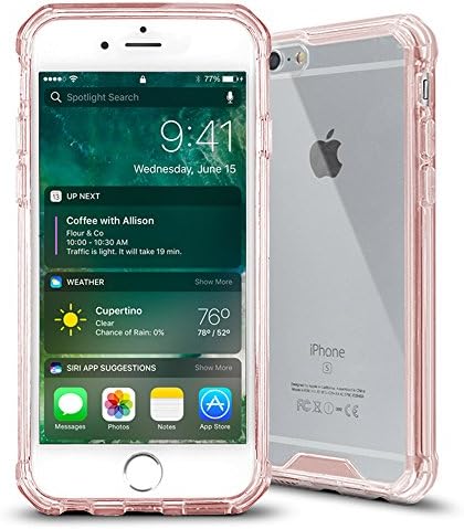 iPhone 6s Case,Baesan Armor Transparent Clear TPU Frame Shockproof Protective Case Scratch Resistant Fit Thin and Slim PC Hard Panel for Apple iPhone 6/6s (4.7'')(2016) -- Pink