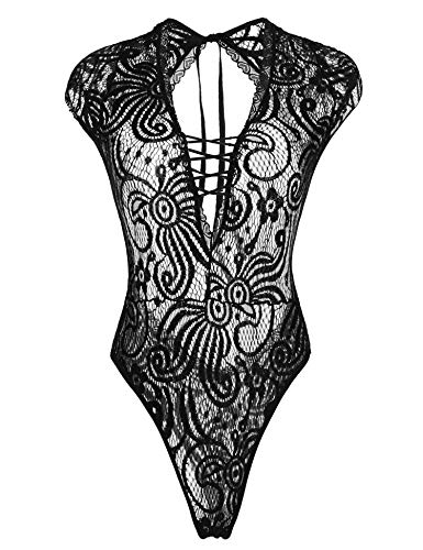 Avidlove Women Teddy Lingerie for Sexy Bodysuit One Piece Lace Babydoll Nightie Black X-Large