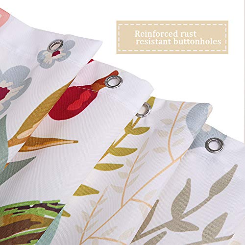 image for Uphome Floral Fabric Shower Curtain, Waterproof Colorful Chic Rose Flo