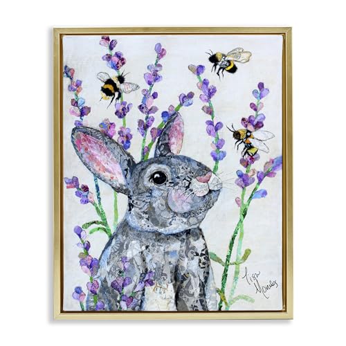 Stupell Industries Conversations With Bees Gold Framed Floater Canvas Wall Art…
