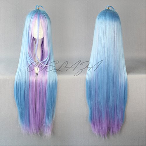COSPLAZA Long Straight Pink Blue Mixed Anime Cosplay Wigs Halloween Party Hair - Image 5
