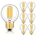 CRLight 6W Edison LED Globe Bulb 2700K Warm White, 70W Equivalent 700 LM Dimmable, E26 Vintage Edison G16 Globe Clear Glass Ceiling Fan Bathroom LED Light Bulbs, 6 Pack