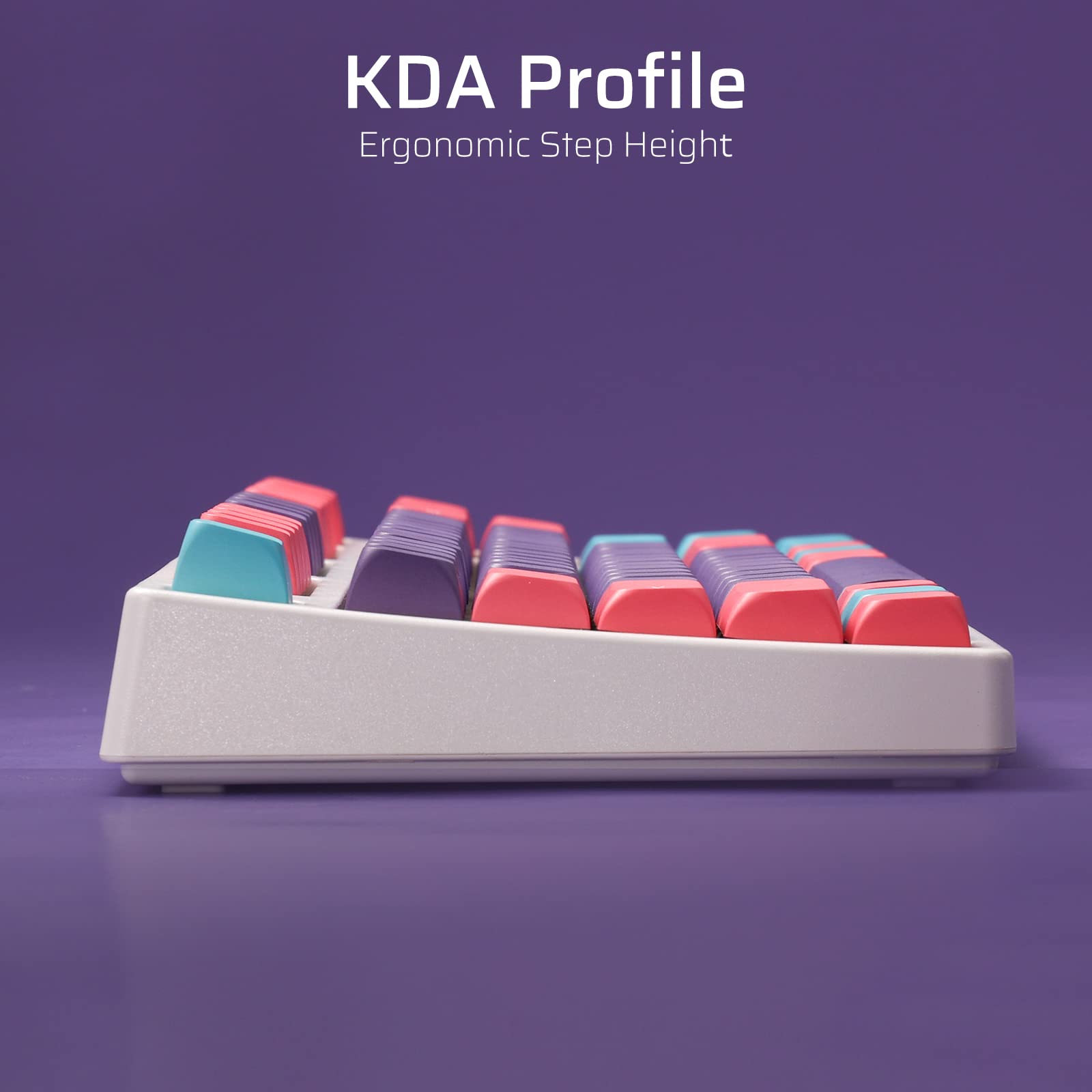 LTC LavaCaps PBT Double Shot 112-Key Sublimation Keycaps Set, KDA Profile for ANSI Layout 61/68/84/87/98/104 Keys Mechanical Keyboard, with Keycap Puller - (Only Keycaps), Neon Purple