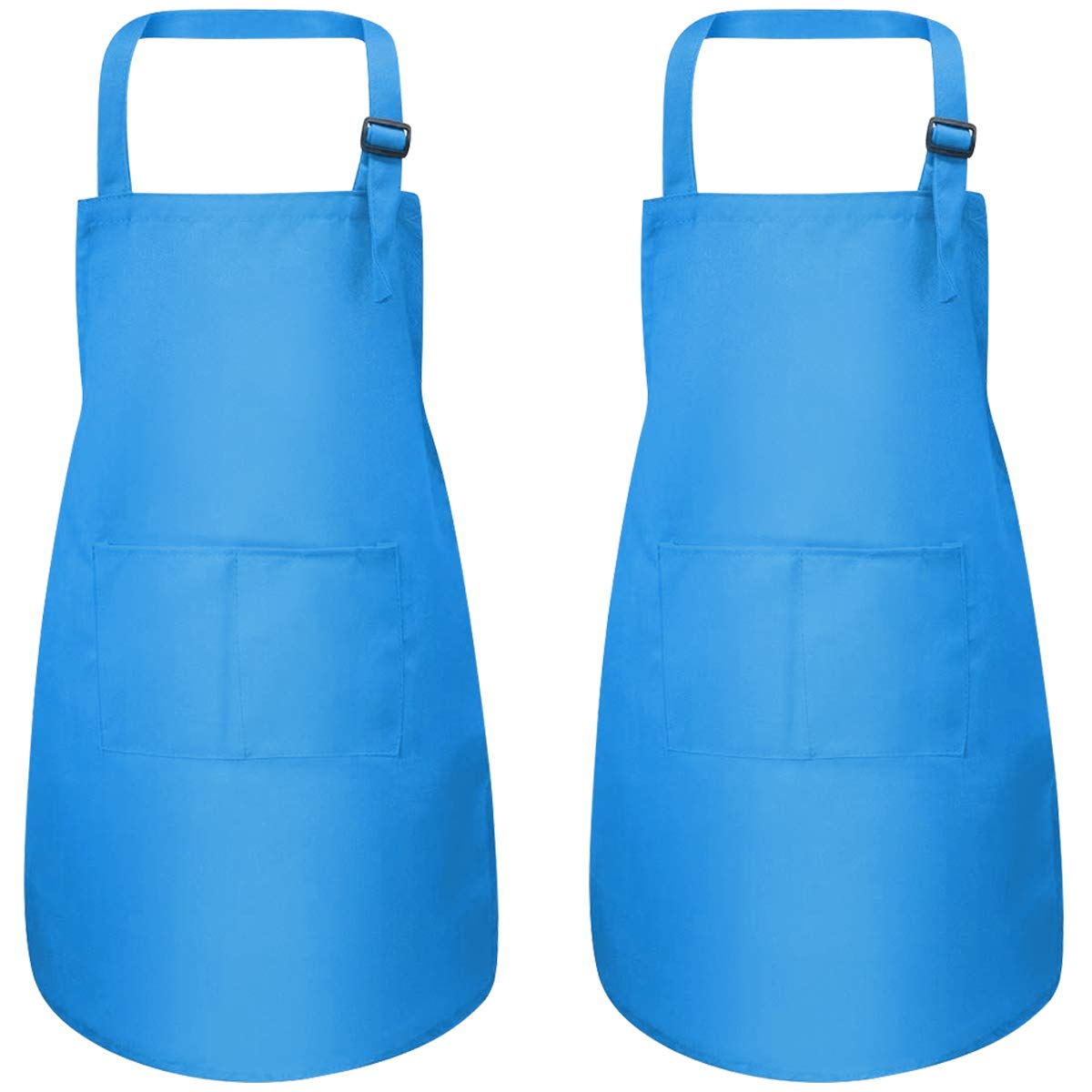 2-Piece Children's Apron with Pockets, Adjustable Kids Chef Apron for Boys Girls, Toddler Cooking Apron, Artist Apron for Crafts, Painting BBQ (7-13 Years) (Blue)