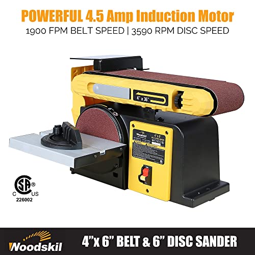 Woodskil 4.5A Belt Disc Sander 4 x 36 in. Belt & 6 in. Disc Sander with