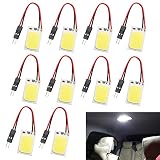 GrandviewTM 10PCS White COB 18SMD LED Panel Dome Festoon Car Interior Reading Light Lamp + T10 Adapter + BA9S Adapter + Festoon Adapter DC12V (26mmx16mm)