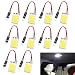 GrandviewTM 10PCS White COB 18SMD LED Panel Dome Festoon Car Interior Reading Light Lamp + T10 Adapter + BA9S Adapter + Festoon Adapter DC12V (26mmx16mm) primary