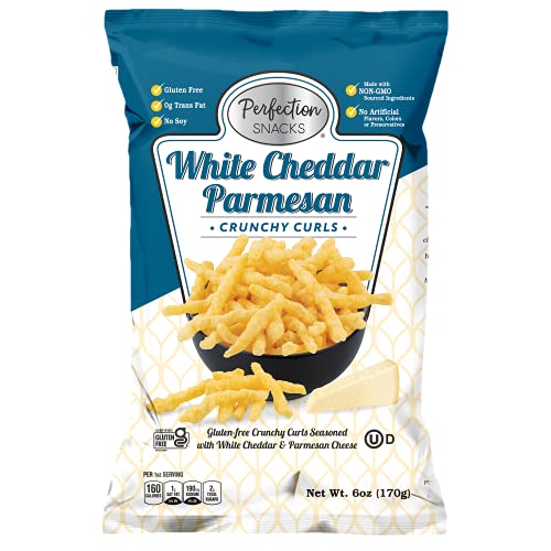 Perfection Snacks White Cheddar Parmesan Crunchy Curls, Gluten Free, 6