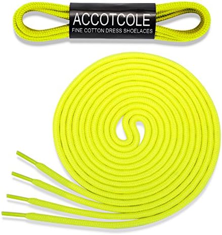 Round Shoelaces [3 Pairs] 5/32" Thick - For Shoes, Sneakers &amp; Boots - By ACCOTCOLE (48" (122 cm), Neon Yellow)