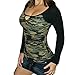 Oyanus Women's Sexy Long Sleeve Camouflage Print T-Shirt S