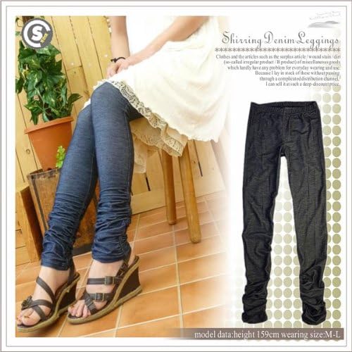 Amazon ショック Shock Lt77 Lb1180ポリレーヨン素材デニム風くしゅくしゅレギンス Ml Color 80 レギンス スパッツ 通販